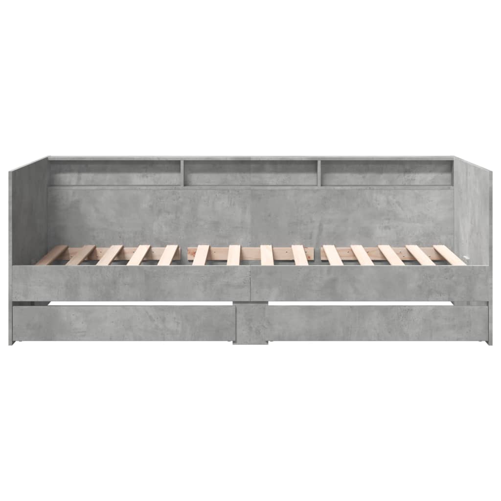 daybed med skuffer uden madras 90x190 cm betongrå