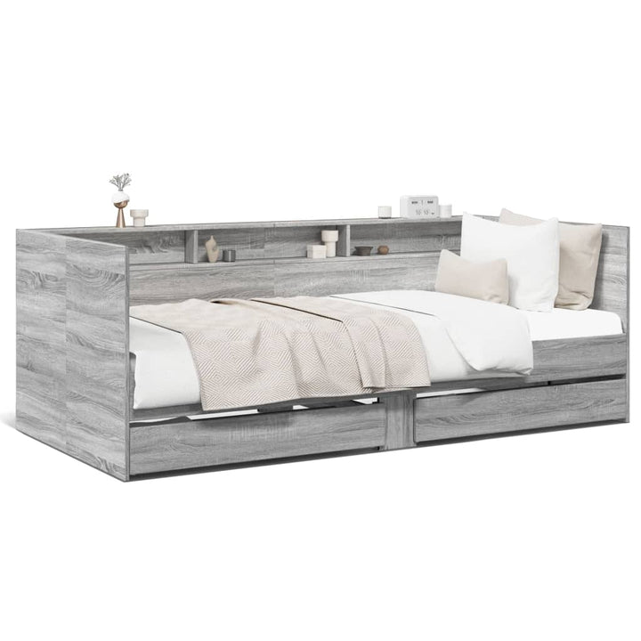 daybed med skuffer uden madras 90x190 cm grå sonoma-eg