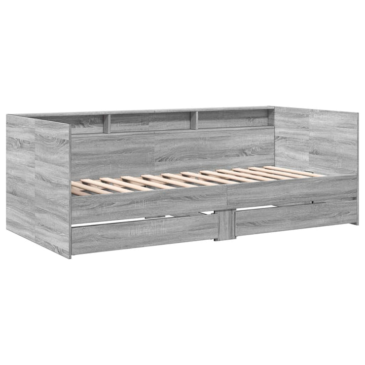 daybed med skuffer uden madras 90x190 cm grå sonoma-eg