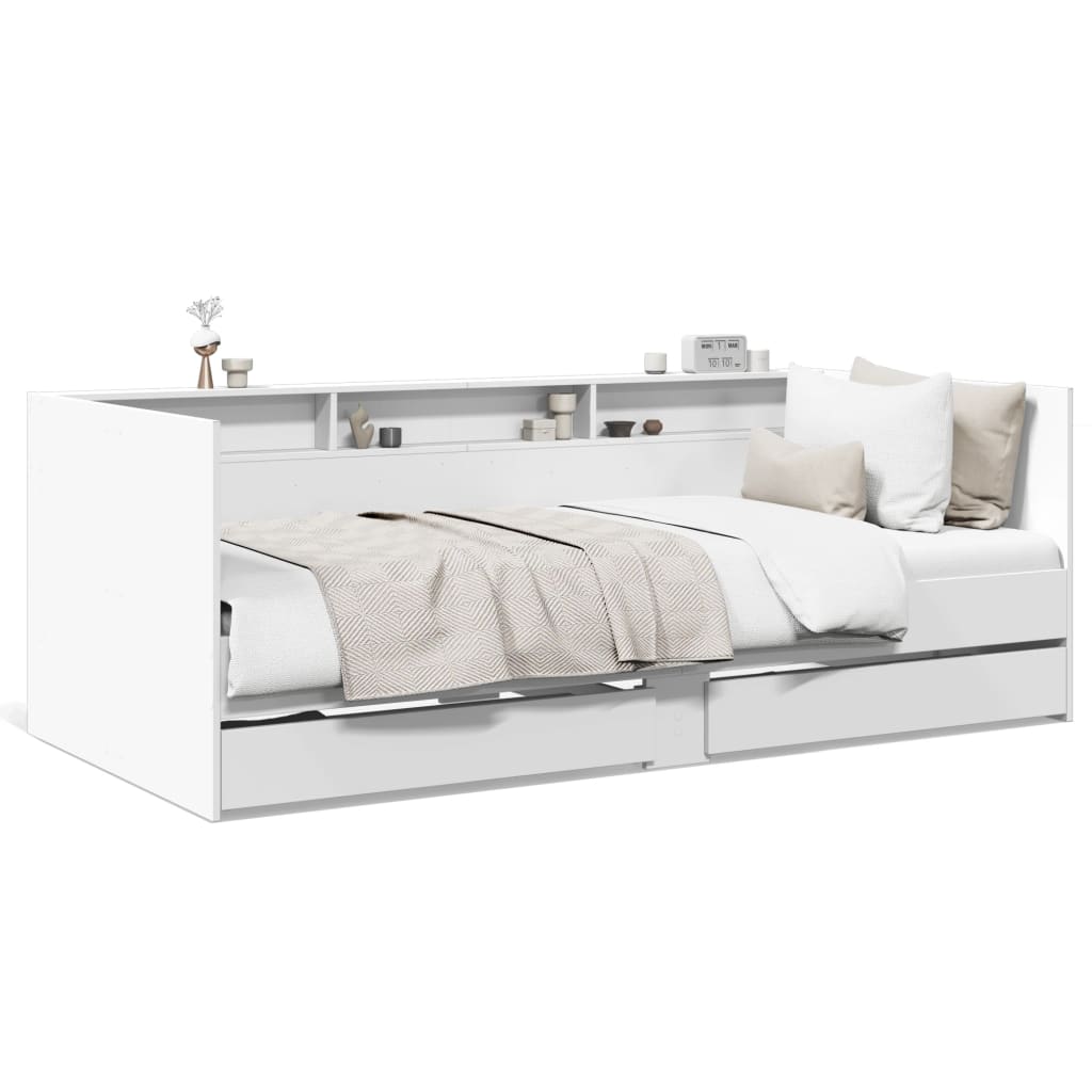 daybed med skuffer uden madras 75x190 cm hvid