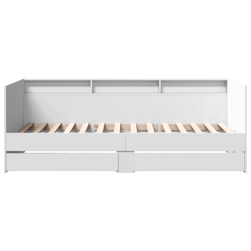 daybed med skuffer uden madras 75x190 cm hvid