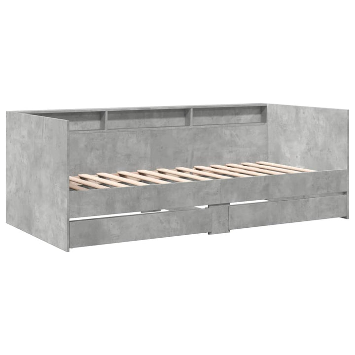 daybed med skuffer uden madras 75x190 cm betongrå