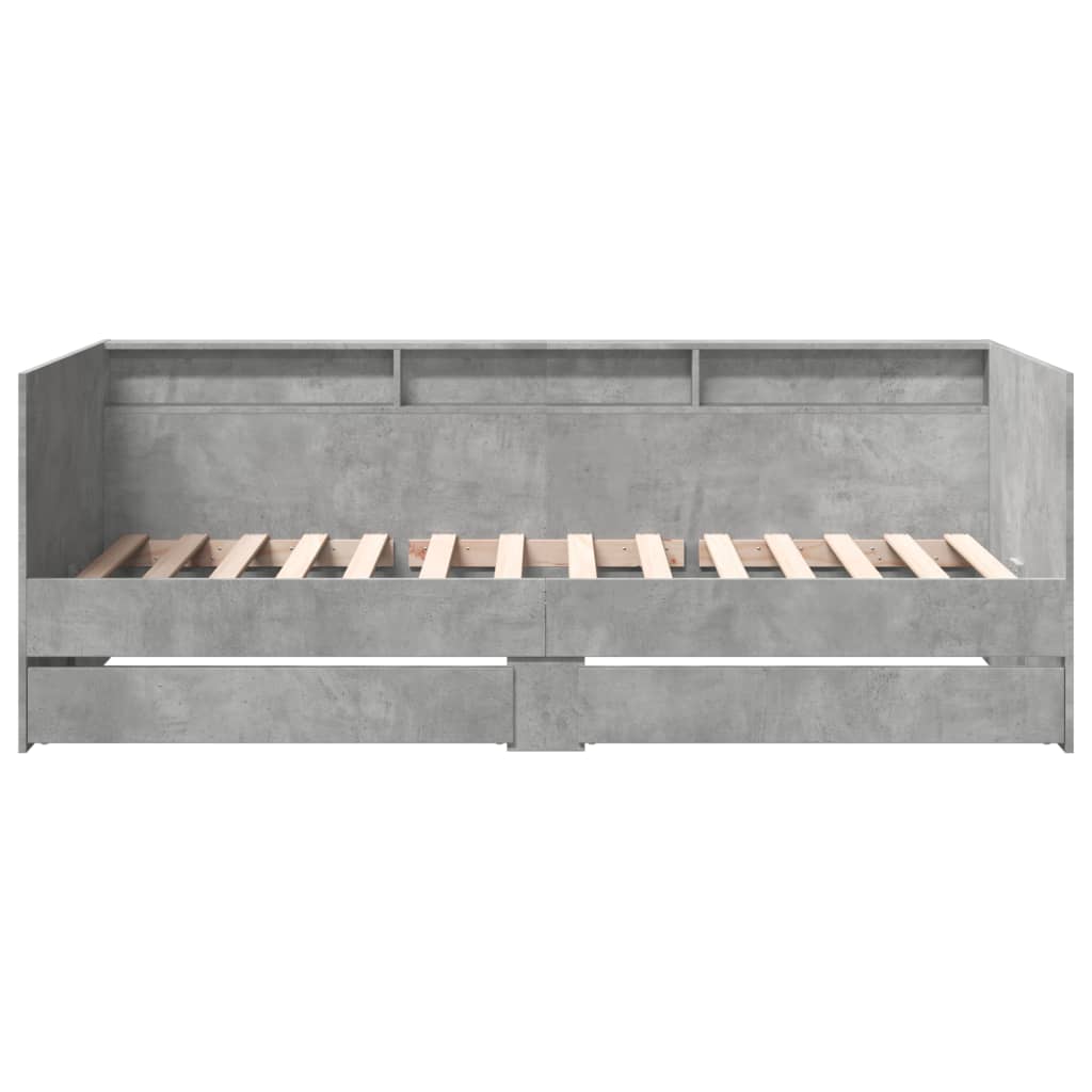 daybed med skuffer uden madras 75x190 cm betongrå