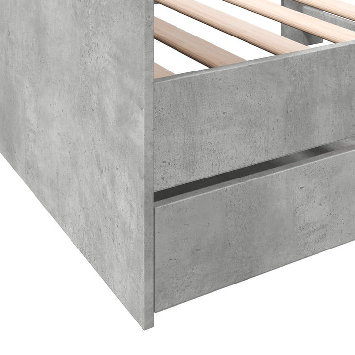 daybed med skuffer uden madras 75x190 cm betongrå