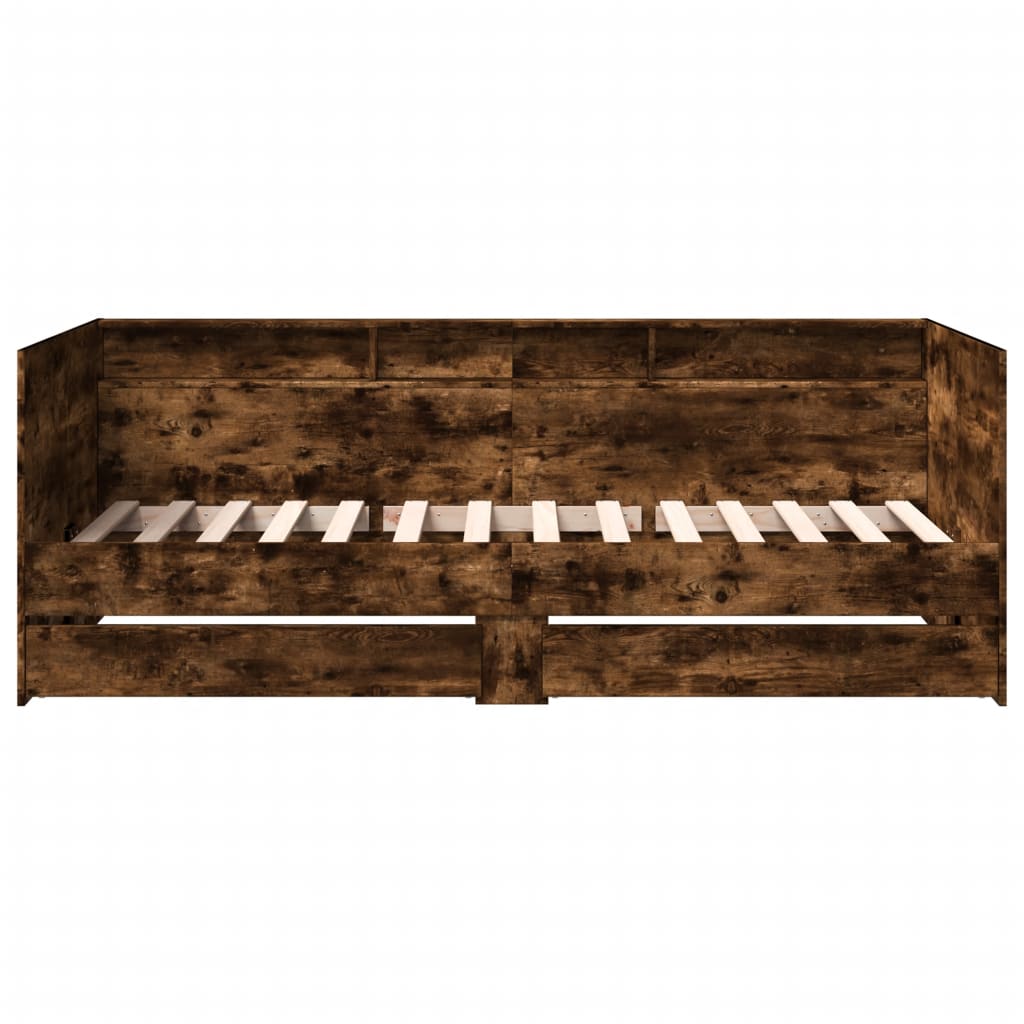 daybed med skuffer uden madras 75x190 cm røget eg