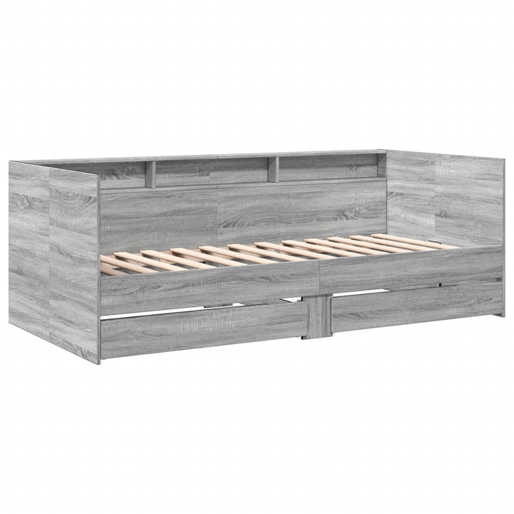 daybed med skuffer uden madras 75x190 cm grå sonoma-eg