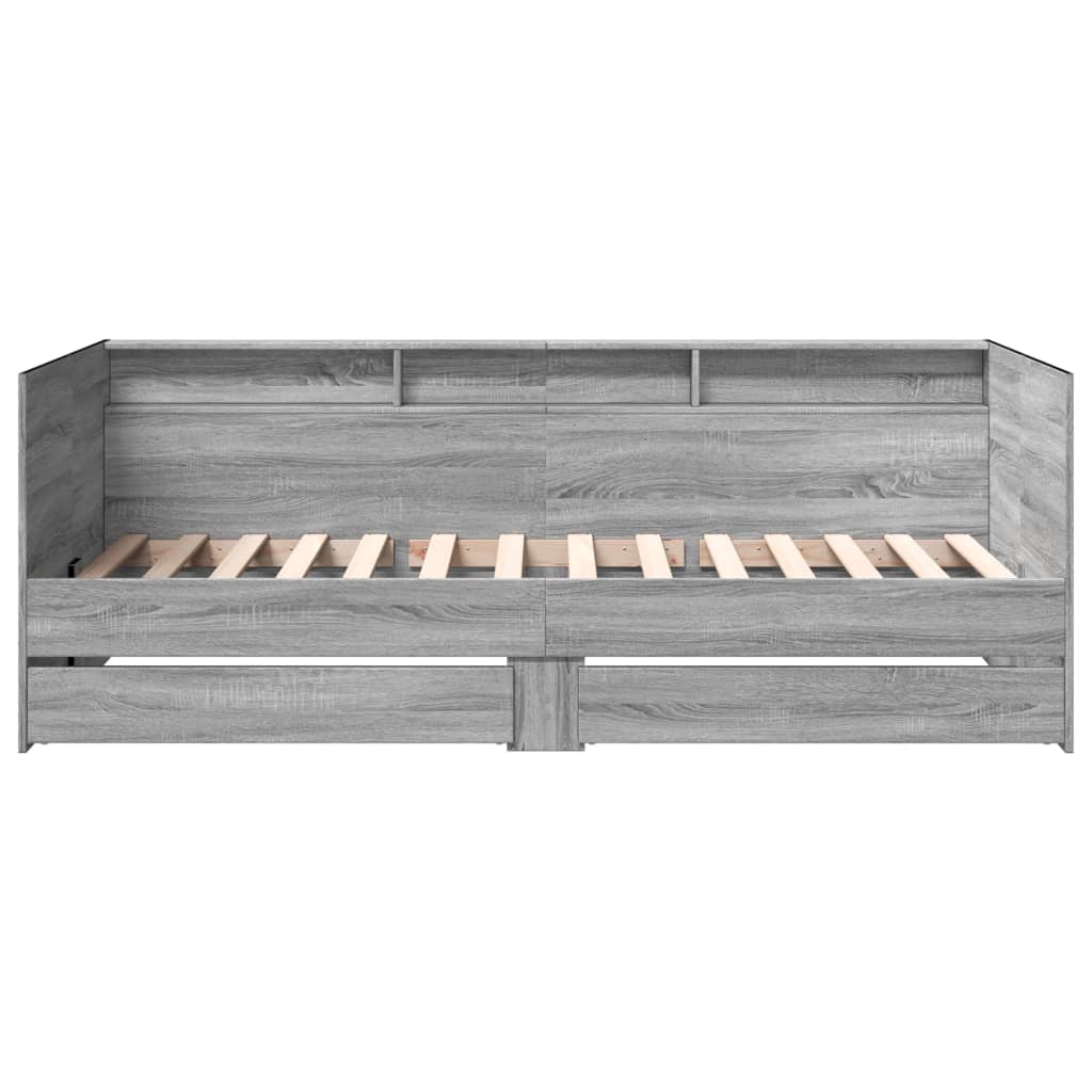 daybed med skuffer uden madras 75x190 cm grå sonoma-eg