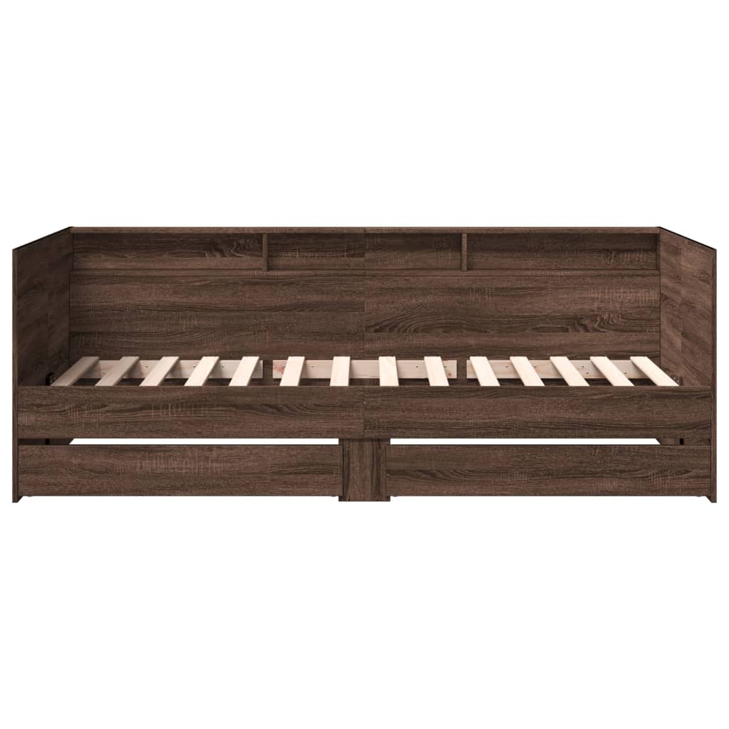 daybed med skuffer uden madras 75x190 cm brunt eg