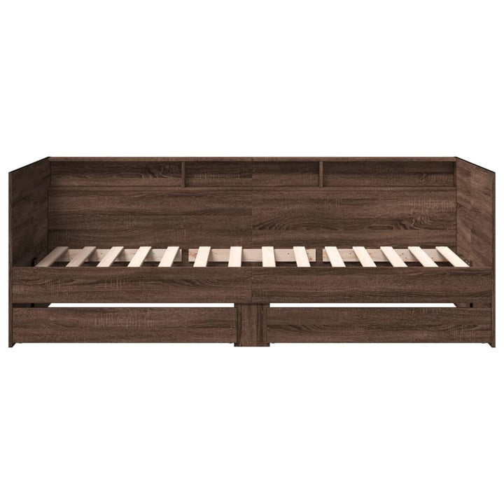daybed med skuffer uden madras 75x190 cm brunt eg