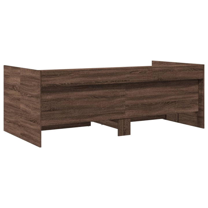 daybed med skuffer uden madras 75x190 cm brunt eg