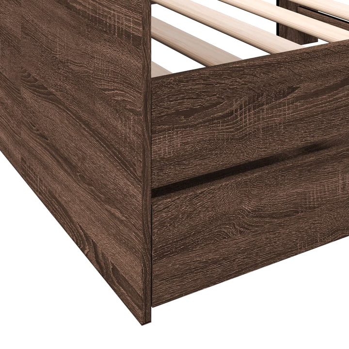 daybed med skuffer uden madras 75x190 cm brunt eg
