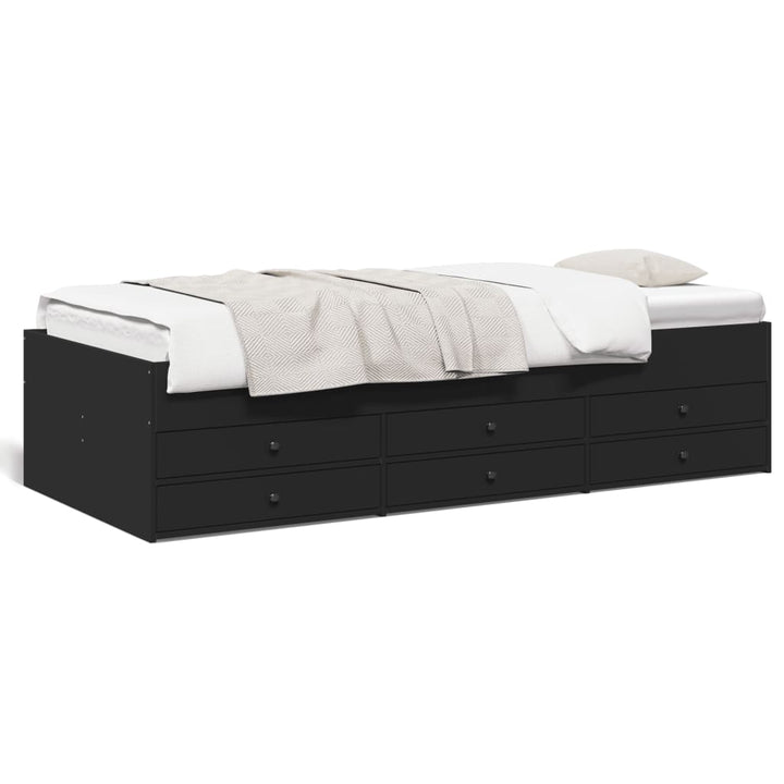 daybed med skuffer uden madras 100x200 cm sort