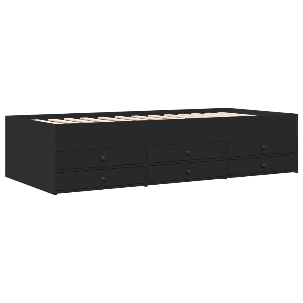 daybed med skuffer uden madras 100x200 cm sort
