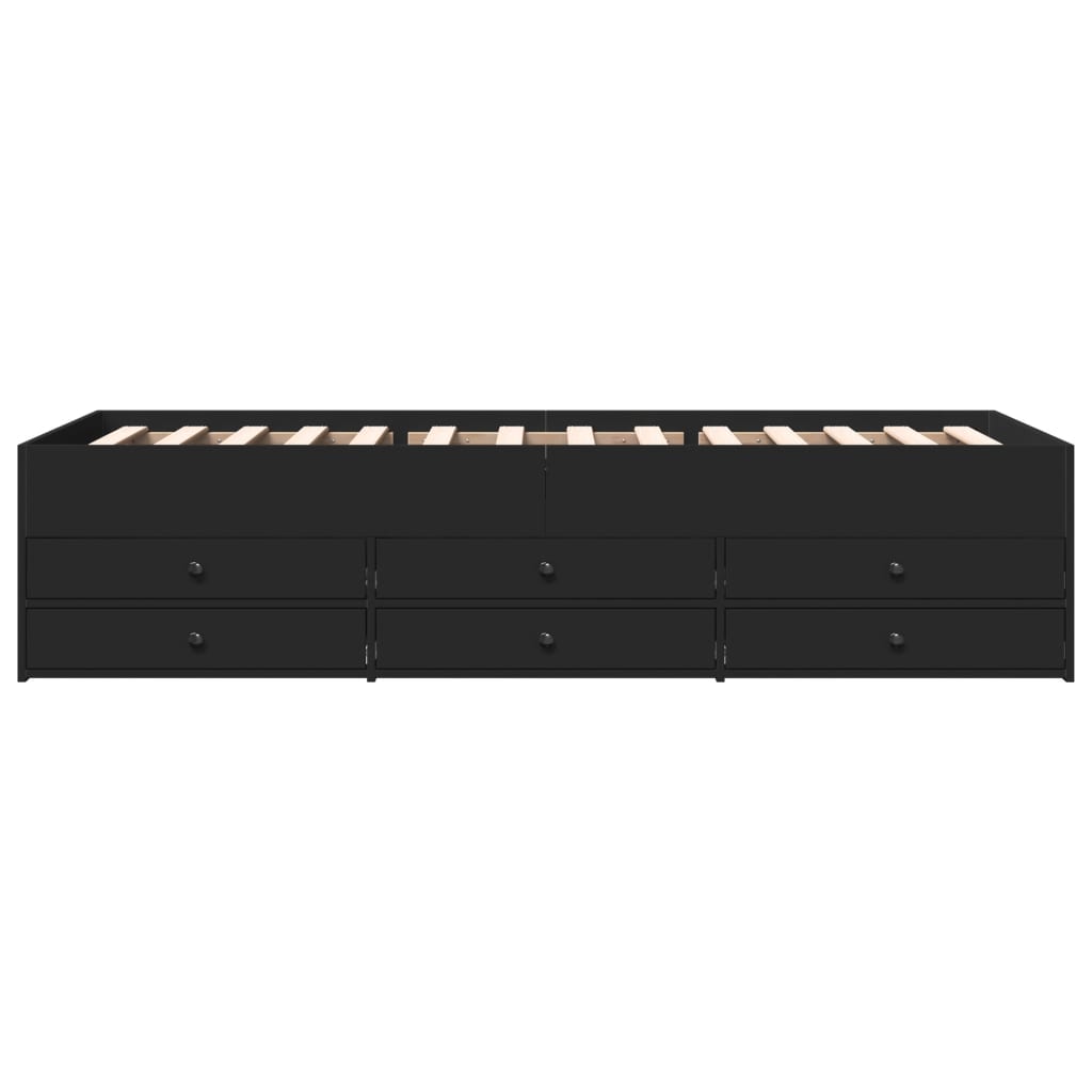 daybed med skuffer uden madras 100x200 cm sort
