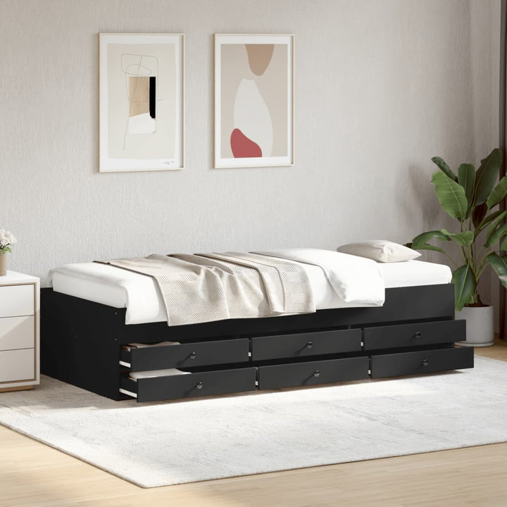 daybed med skuffer uden madras 100x200 cm sort