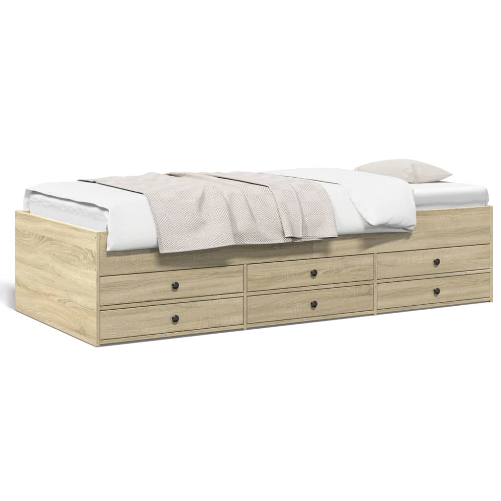 daybed med skuffer uden madras 100x200 cm sonoma-eg