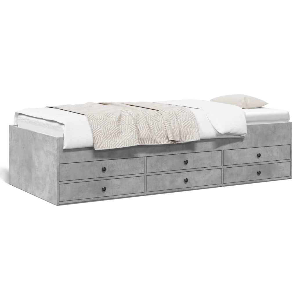 daybed med skuffer uden madras 100x200 cm betongrå