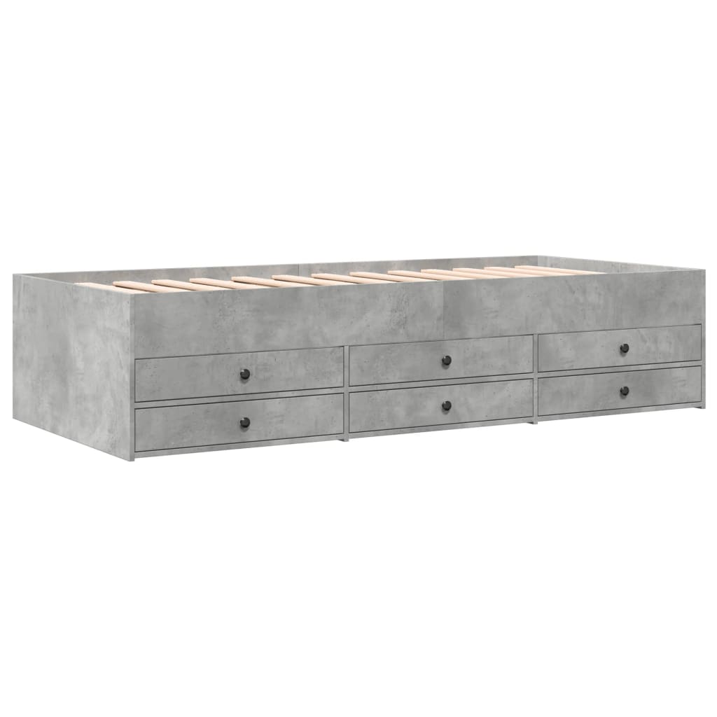 daybed med skuffer uden madras 100x200 cm betongrå
