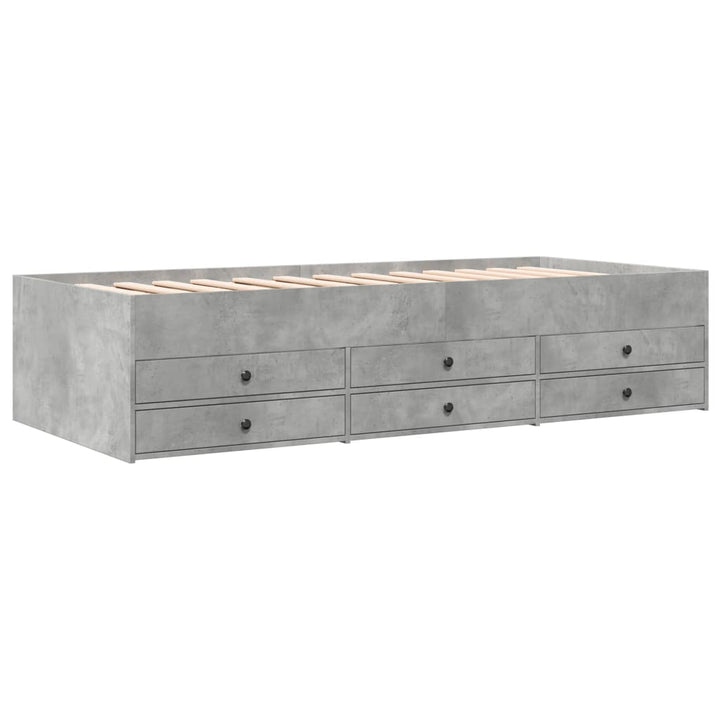 daybed med skuffer uden madras 100x200 cm betongrå