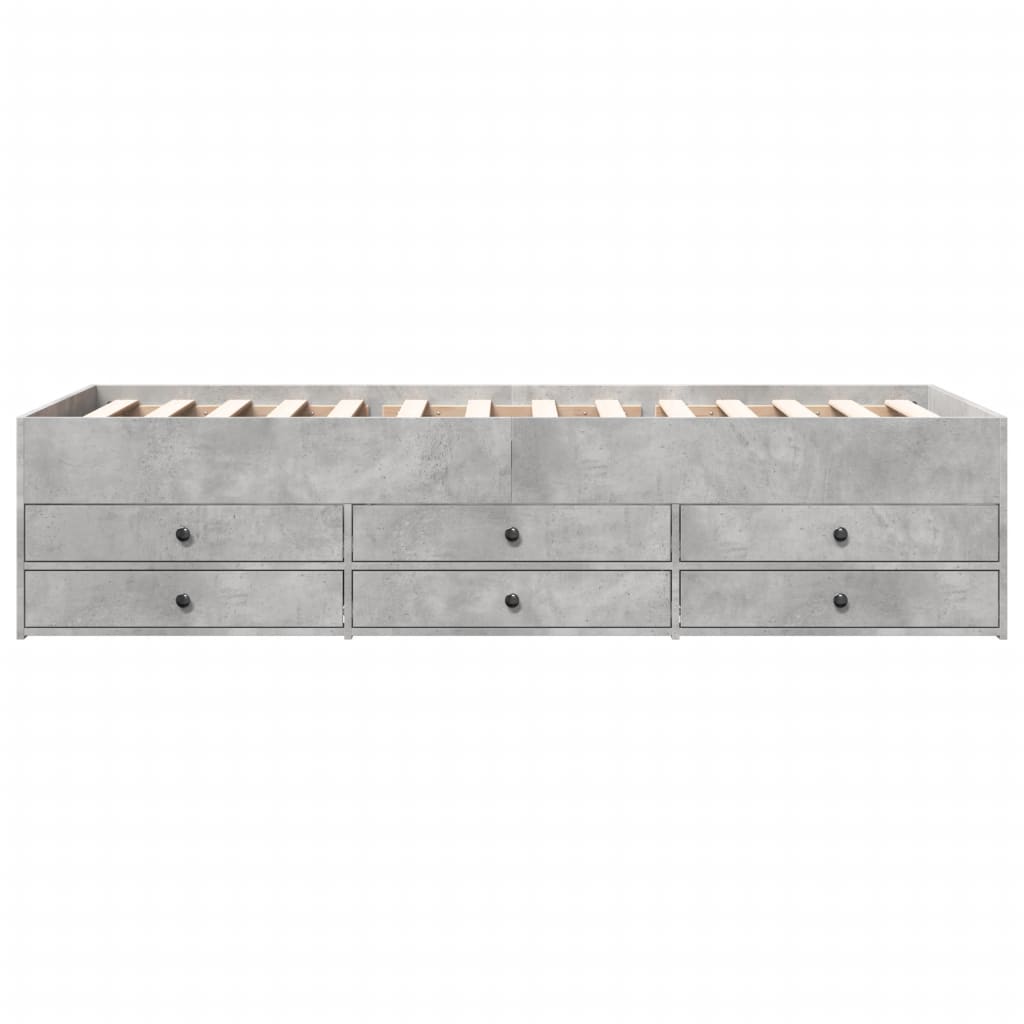 daybed med skuffer uden madras 100x200 cm betongrå