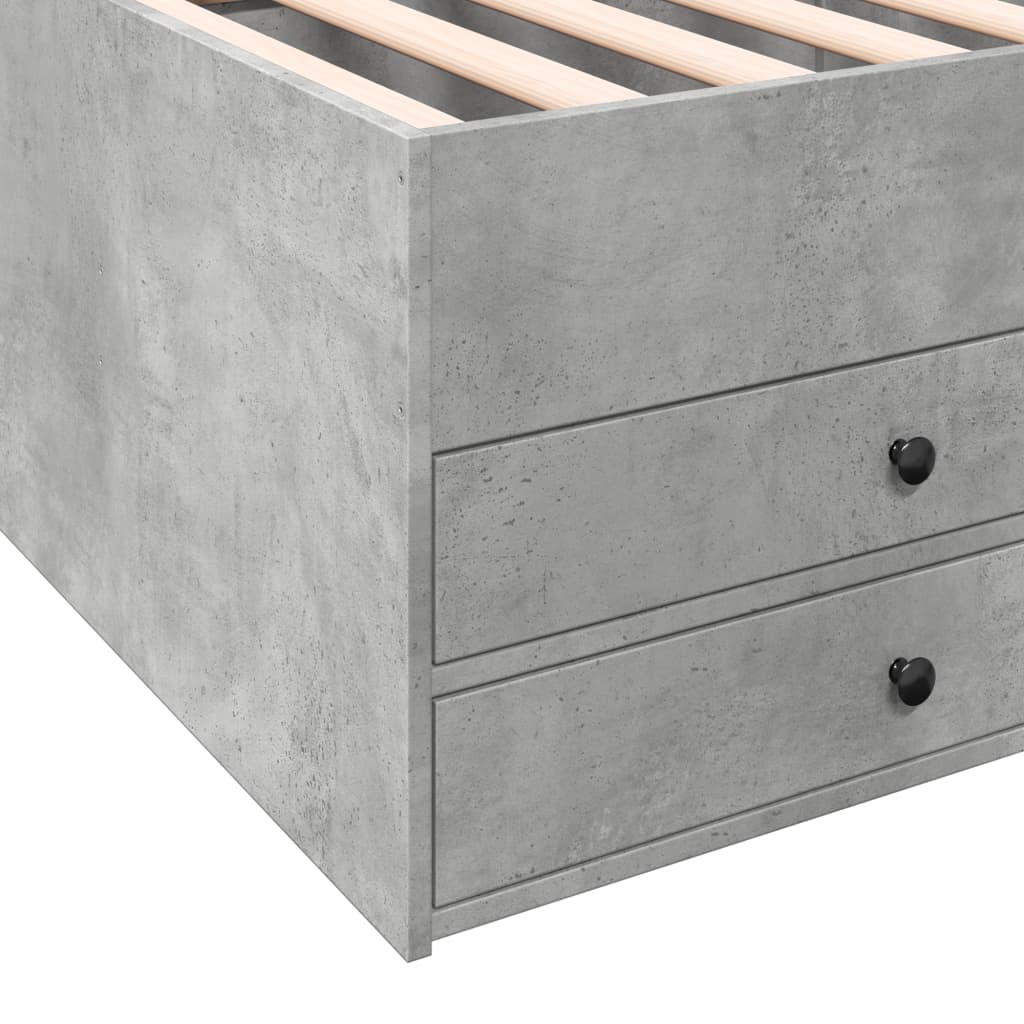 daybed med skuffer uden madras 100x200 cm betongrå