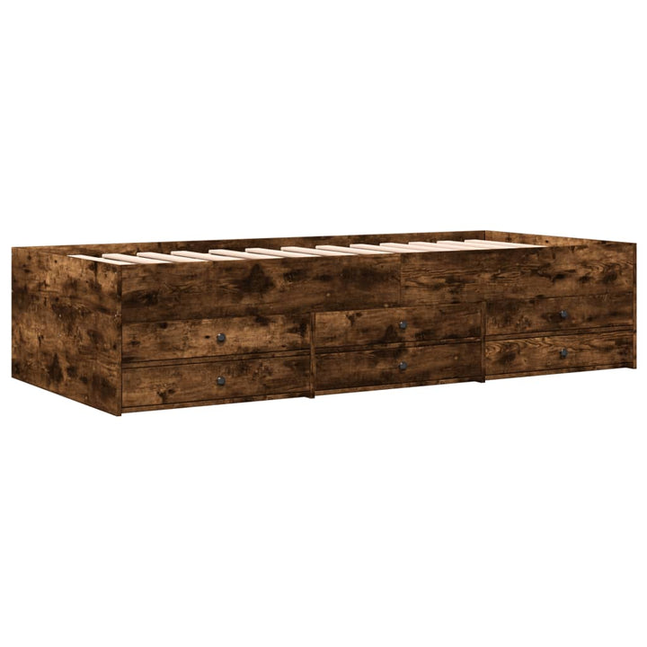 daybed med skuffer uden madras 100x200 cm røget eg