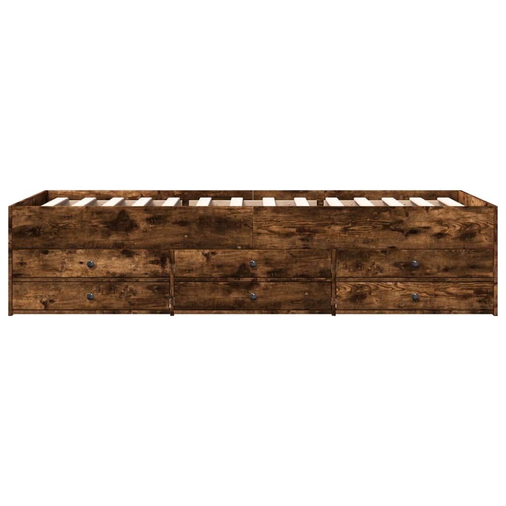 daybed med skuffer uden madras 100x200 cm røget eg