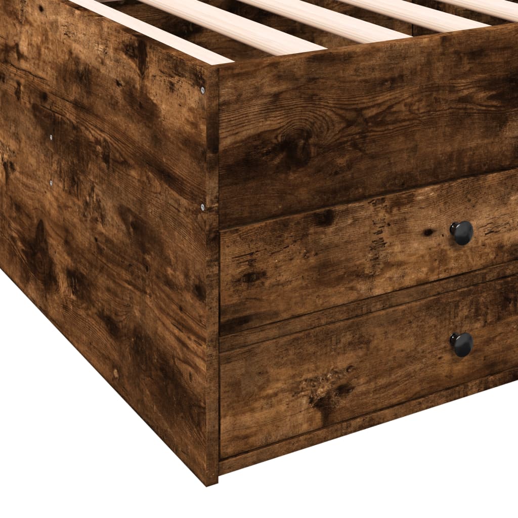daybed med skuffer uden madras 100x200 cm røget eg