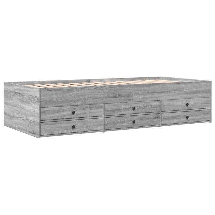 daybed med skuffer uden madras 100x200 cm grå sonoma-eg