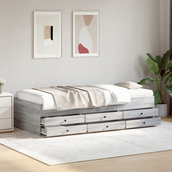 daybed med skuffer uden madras 100x200 cm grå sonoma-eg
