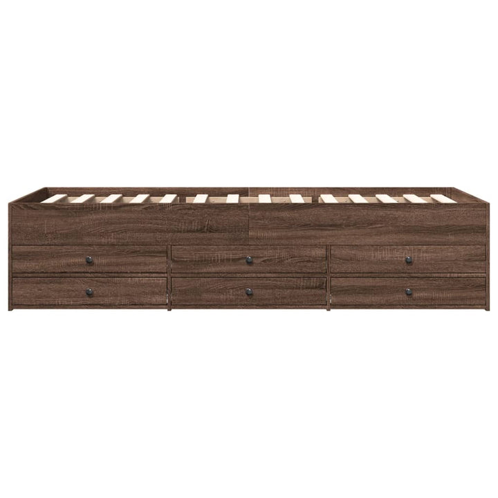 daybed med skuffer uden madras 100x200 cm brunt eg