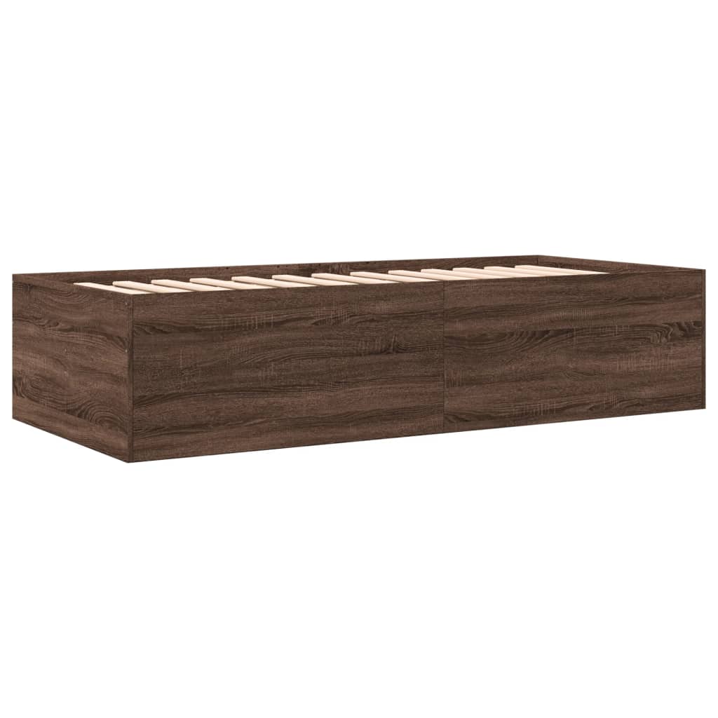daybed med skuffer uden madras 100x200 cm brunt eg