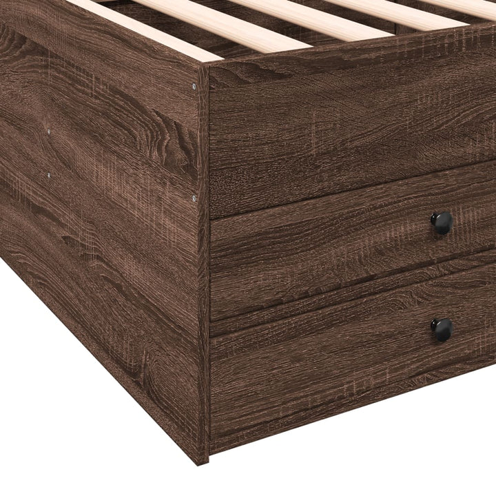 daybed med skuffer uden madras 100x200 cm brunt eg