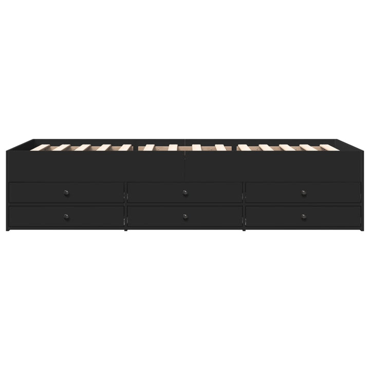 daybed med skuffer uden madras 90x200 cm sort