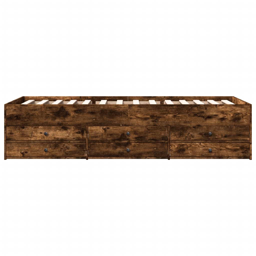 daybed med skuffer uden madras 90x200 cm røget eg