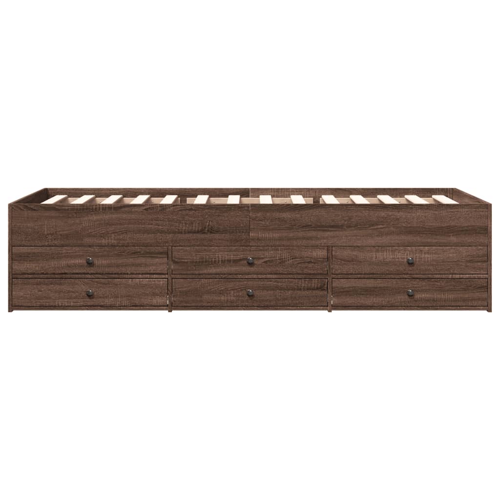 daybed med skuffer uden madras 90x200 cm brunt eg