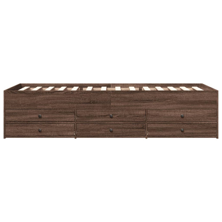 daybed med skuffer uden madras 90x200 cm brunt eg