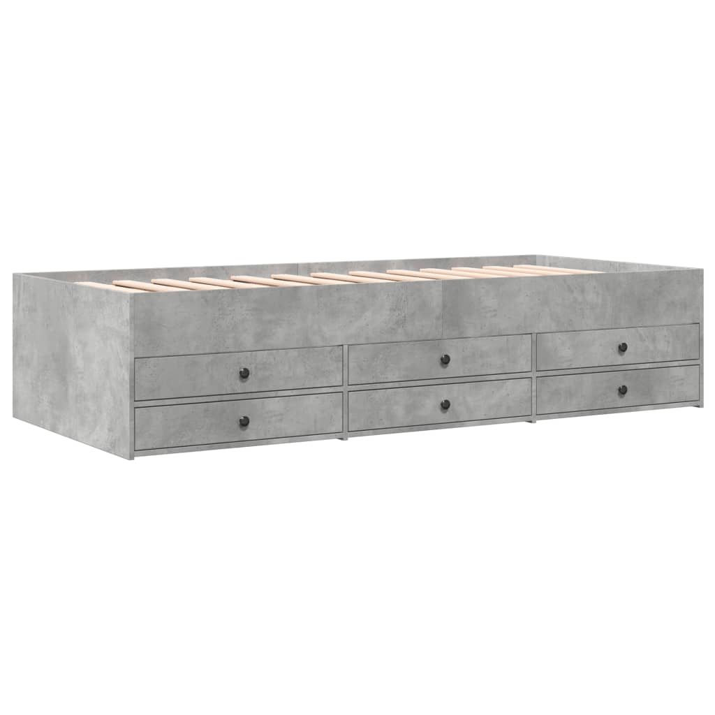 daybed med skuffer uden madras 90x190 cm betongrå