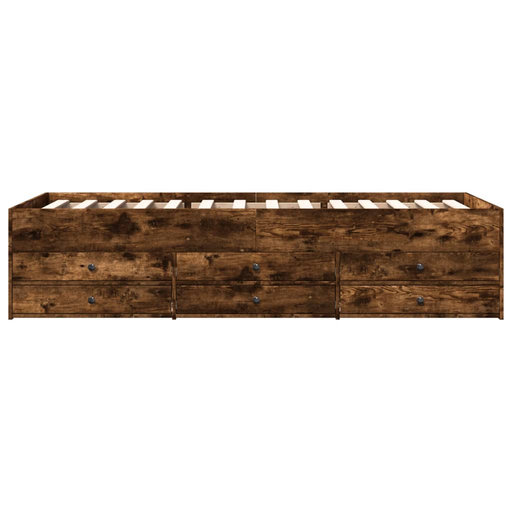 daybed med skuffer uden madras 90x190 cm røget eg