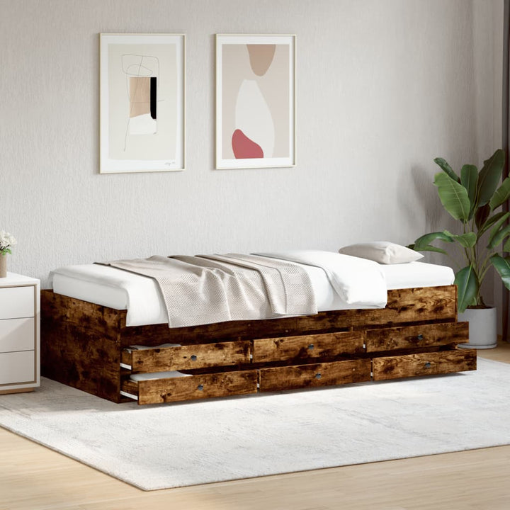 daybed med skuffer uden madras 90x190 cm røget eg