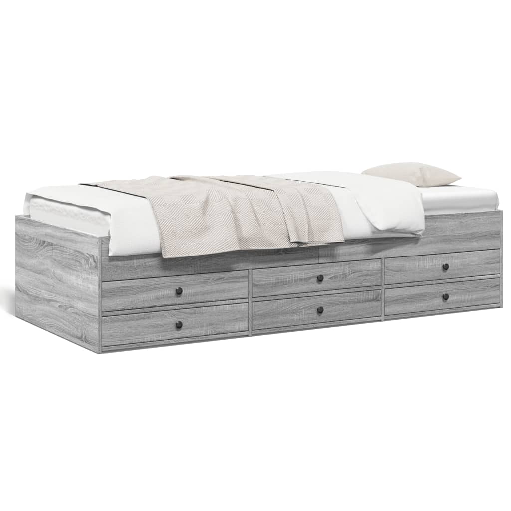 daybed med skuffer uden madras 90x190 cm grå sonoma-eg