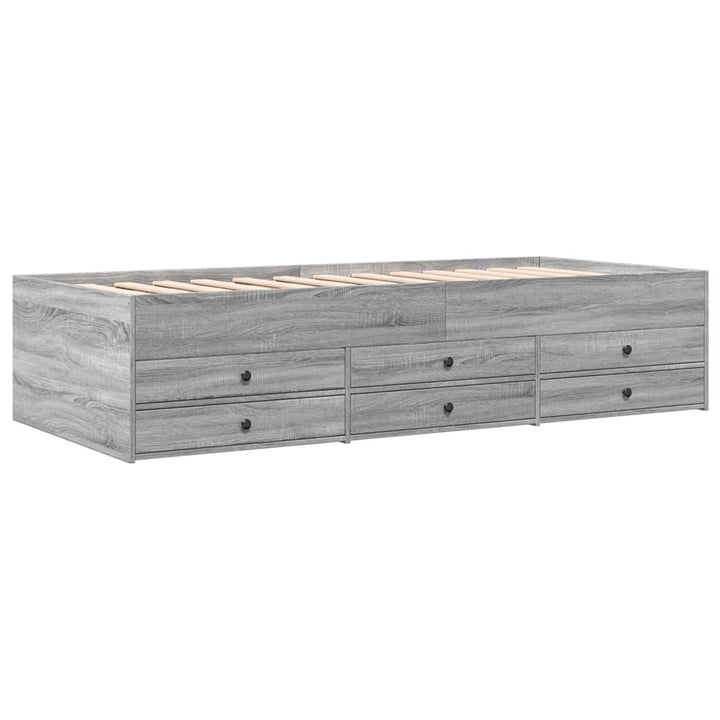 daybed med skuffer uden madras 90x190 cm grå sonoma-eg