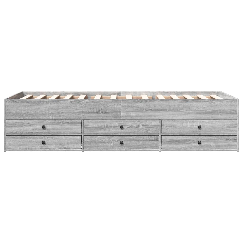 daybed med skuffer uden madras 90x190 cm grå sonoma-eg