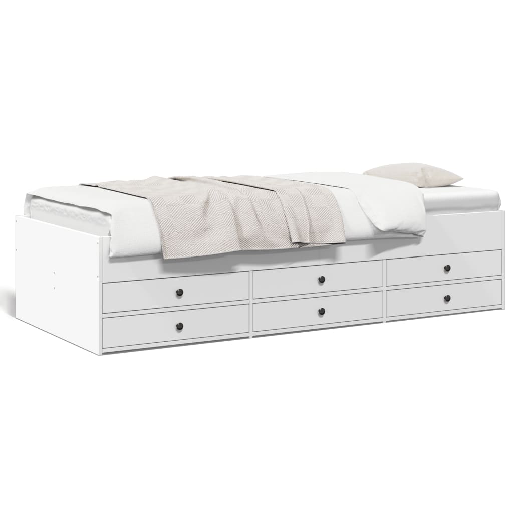 daybed med skuffer uden madras 75x190 cm hvid
