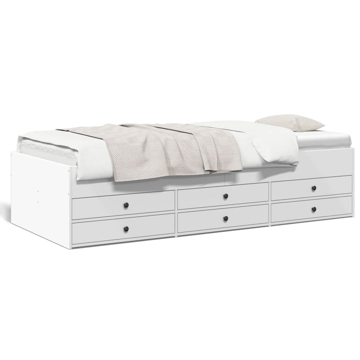 daybed med skuffer uden madras 75x190 cm hvid