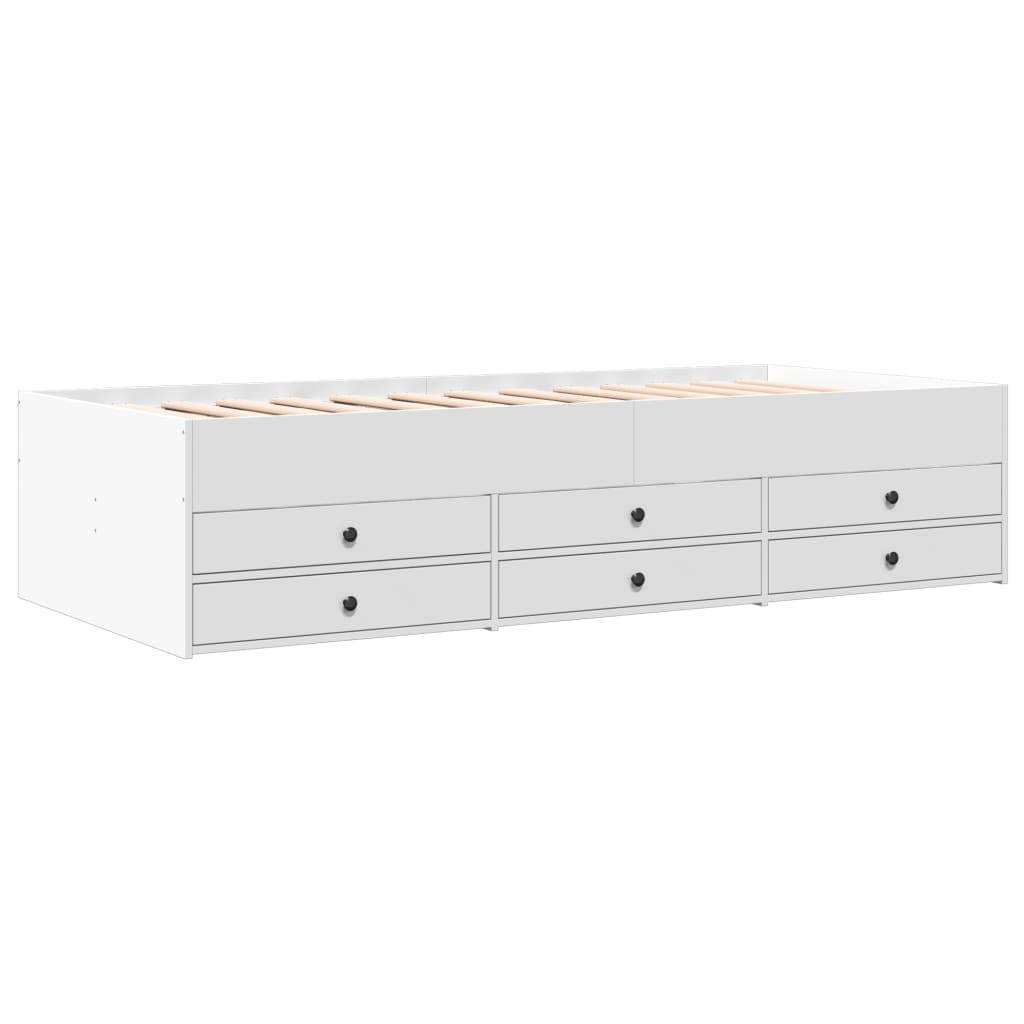 daybed med skuffer uden madras 75x190 cm hvid