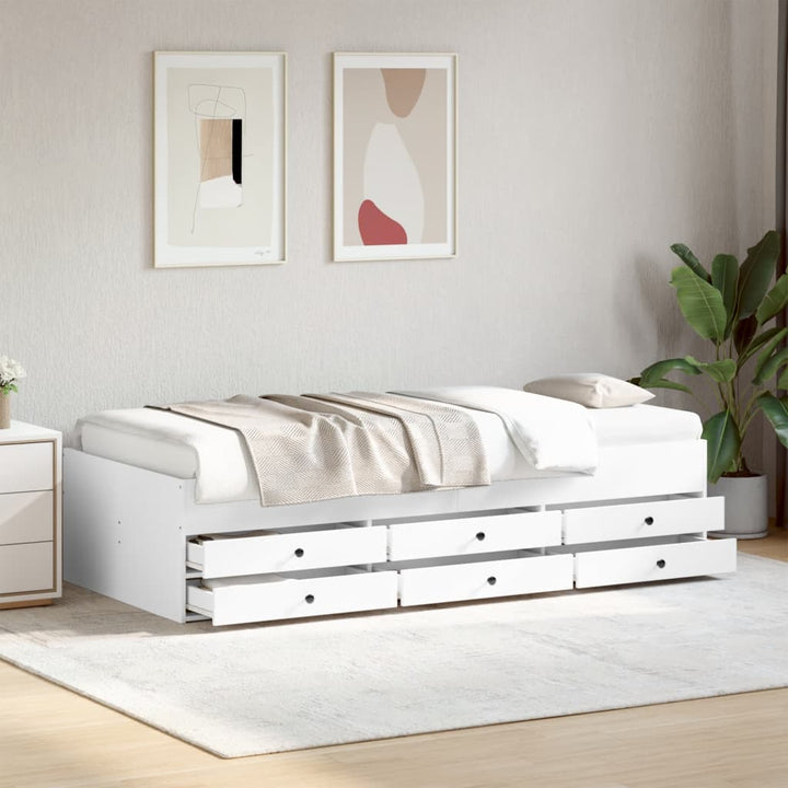 daybed med skuffer uden madras 75x190 cm hvid