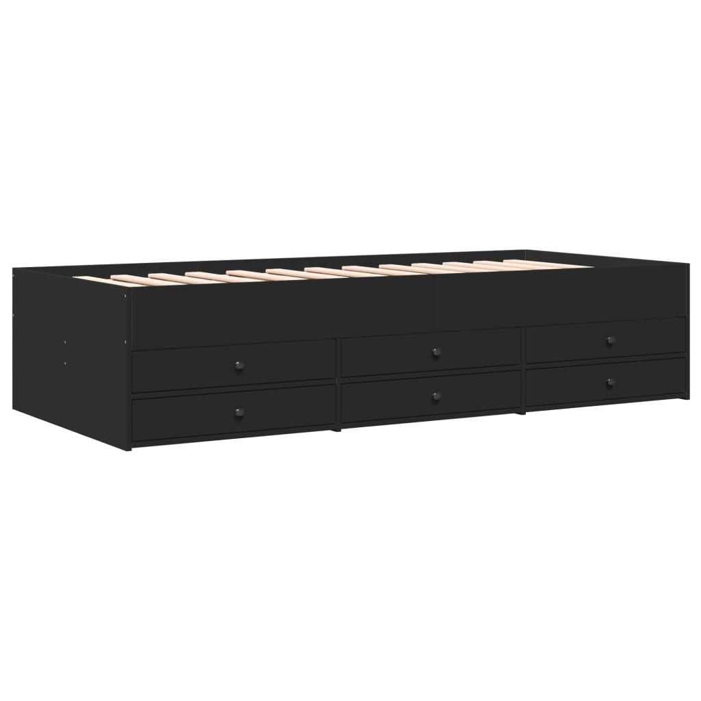 daybed med skuffer uden madras 75x190 cm sort