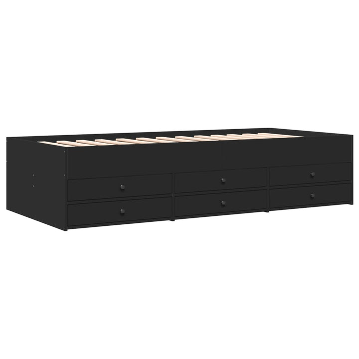 daybed med skuffer uden madras 75x190 cm sort