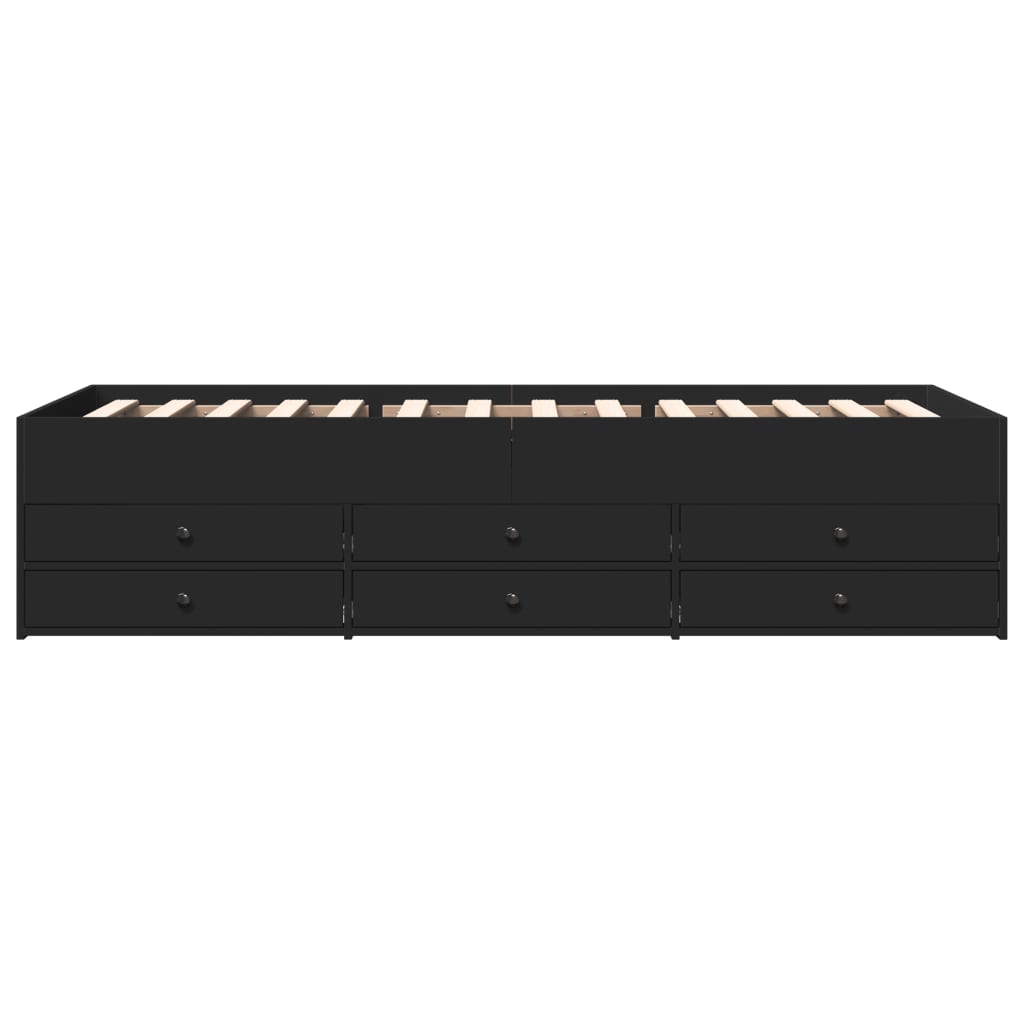 daybed med skuffer uden madras 75x190 cm sort
